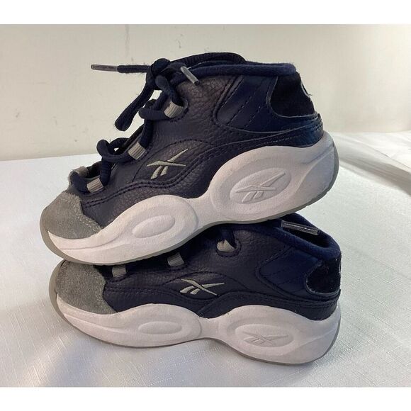 Reebok Question Mid Georgetown Navy Blue Boys Athletic Shoe Size 9 - Picture 7 of 8